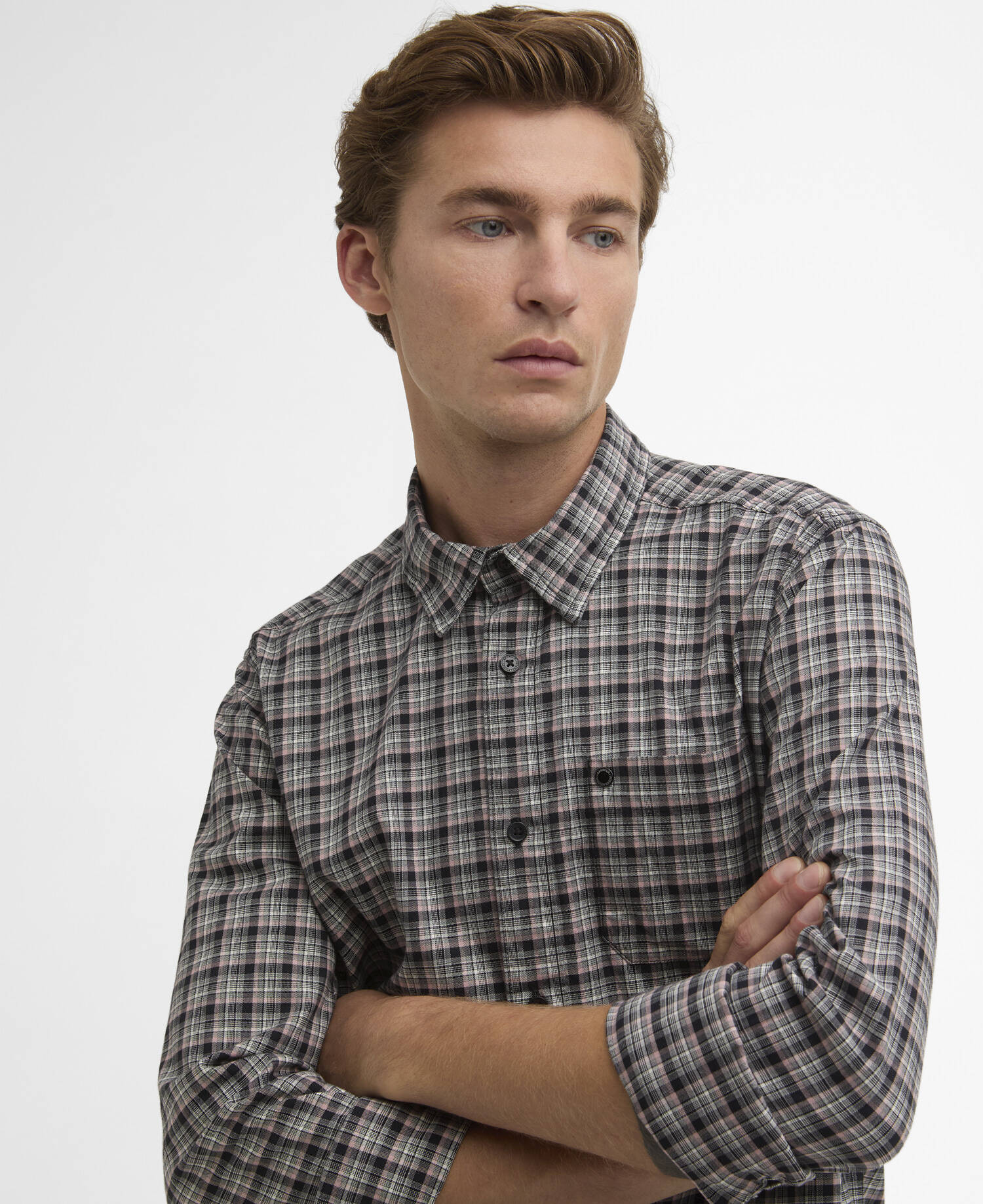 Peregrine Check Long-Sleeved Shirt Woodrose image number 3