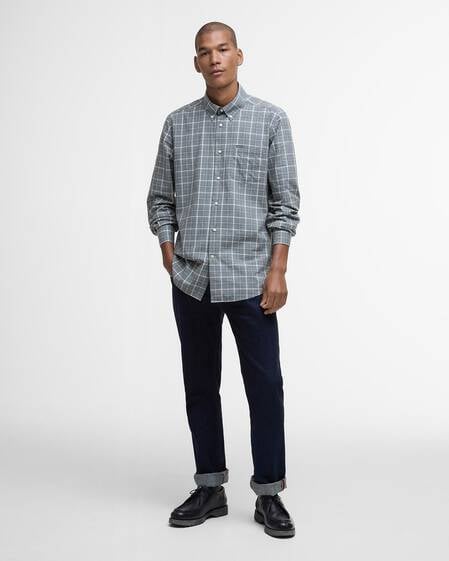 Bramham Checked Tailored Shirt Grey Marl