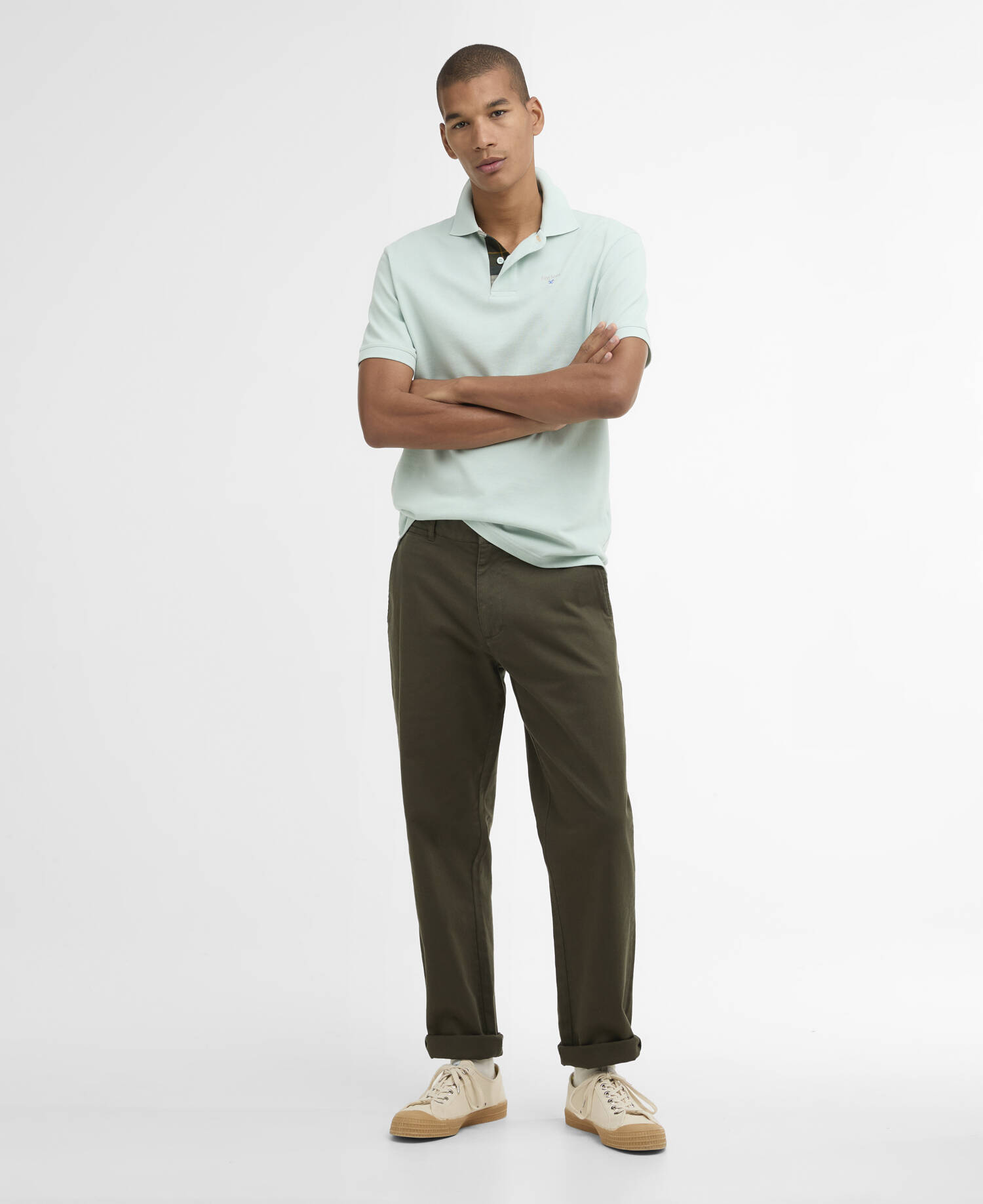 Tartan Pique Polo Shirt Mint Blue image number 1