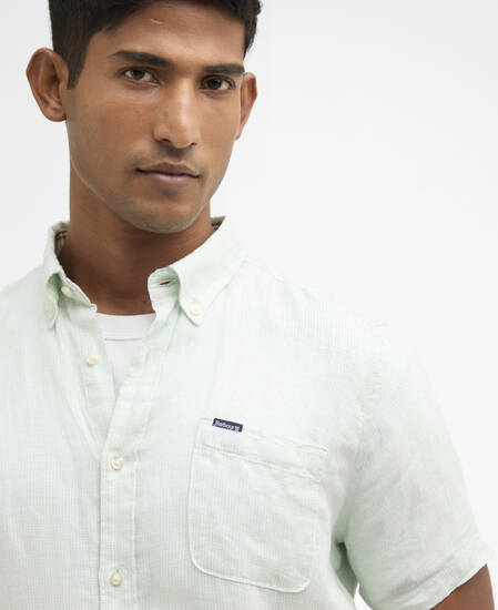 Leinen-Kurzarmhemd Linton Tailored Mint Blue