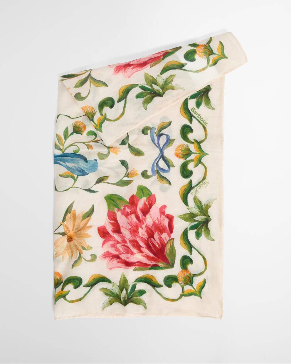 Barbour FARM Rio Azelia Square Scarf Cream Spring Petal