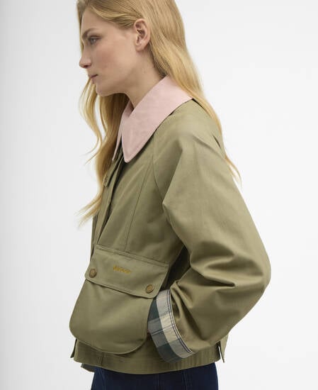 Cropped Beadnell Casual Jacket Bleached Olive/Ancient/Gardenia
