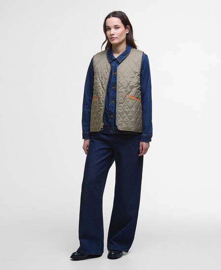 Gilet trapuntato reversibile My Barbour Timberwolf/Marigold
