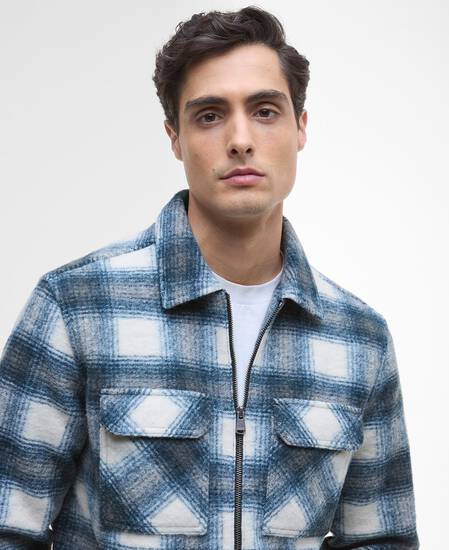 Clayton Fleece Check Overshirt Shaded Emerald