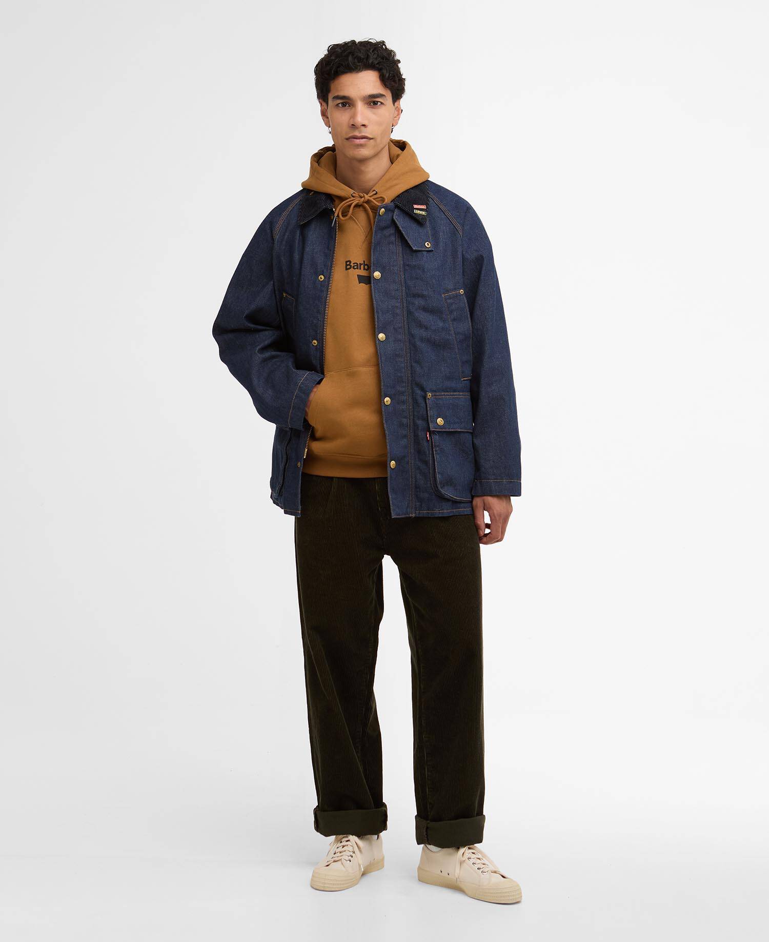 Barbour x Levi's Oversized Bedale Denim Jacket Dark Authentic image number 3