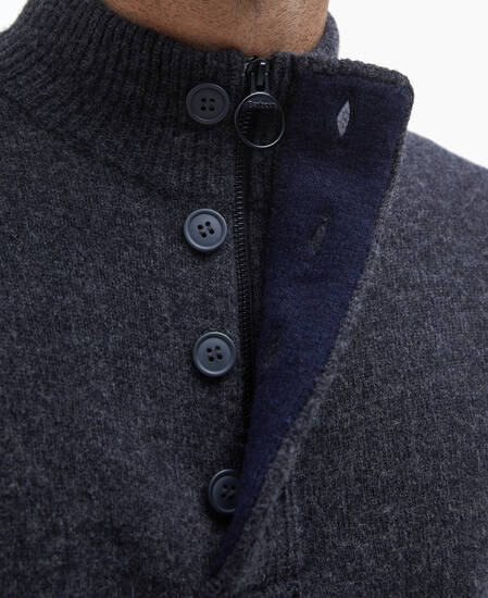 Essential Elbow Patch Jumper Charcoal