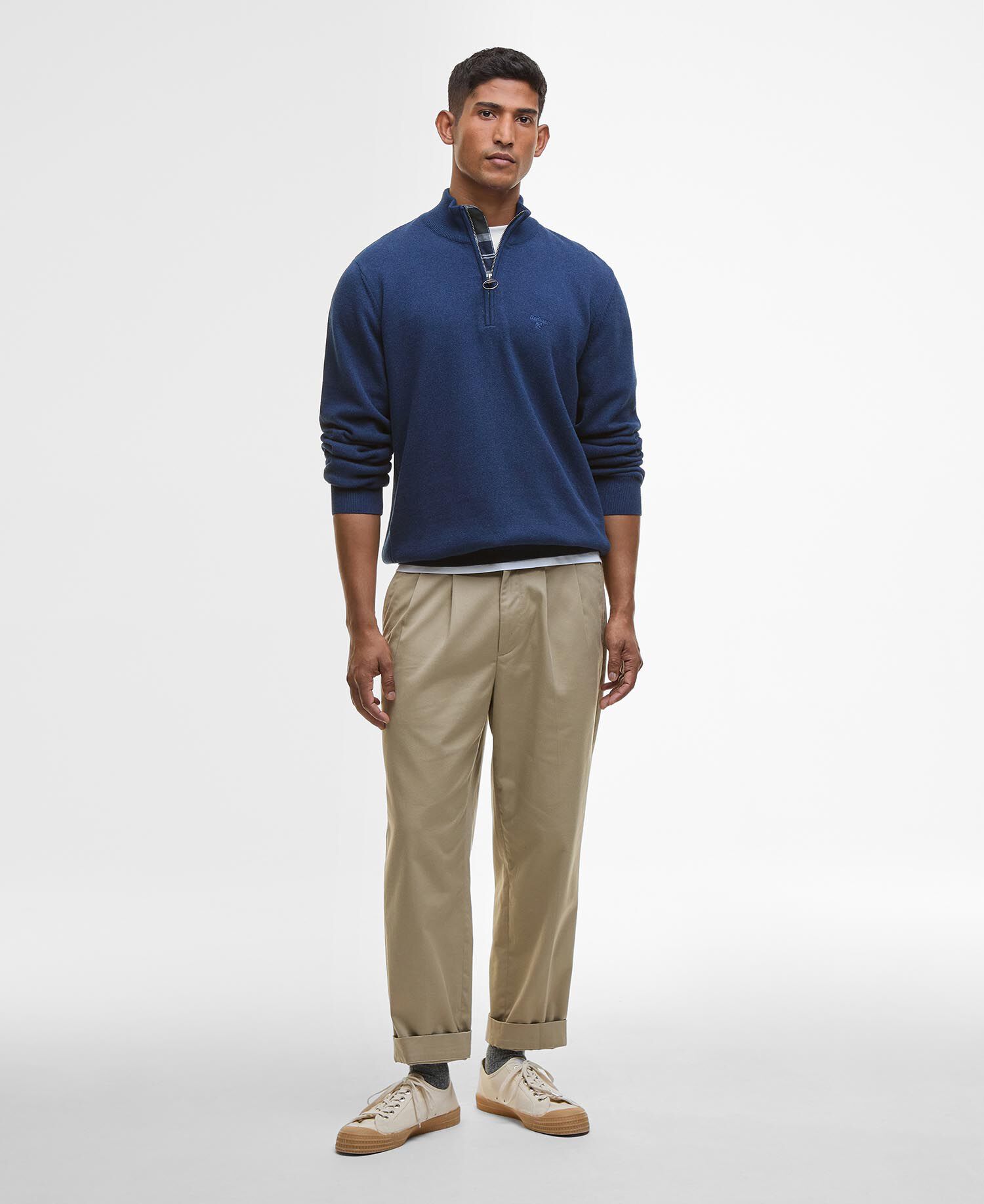 Felpa in cotone con mezza zip Inky Marl