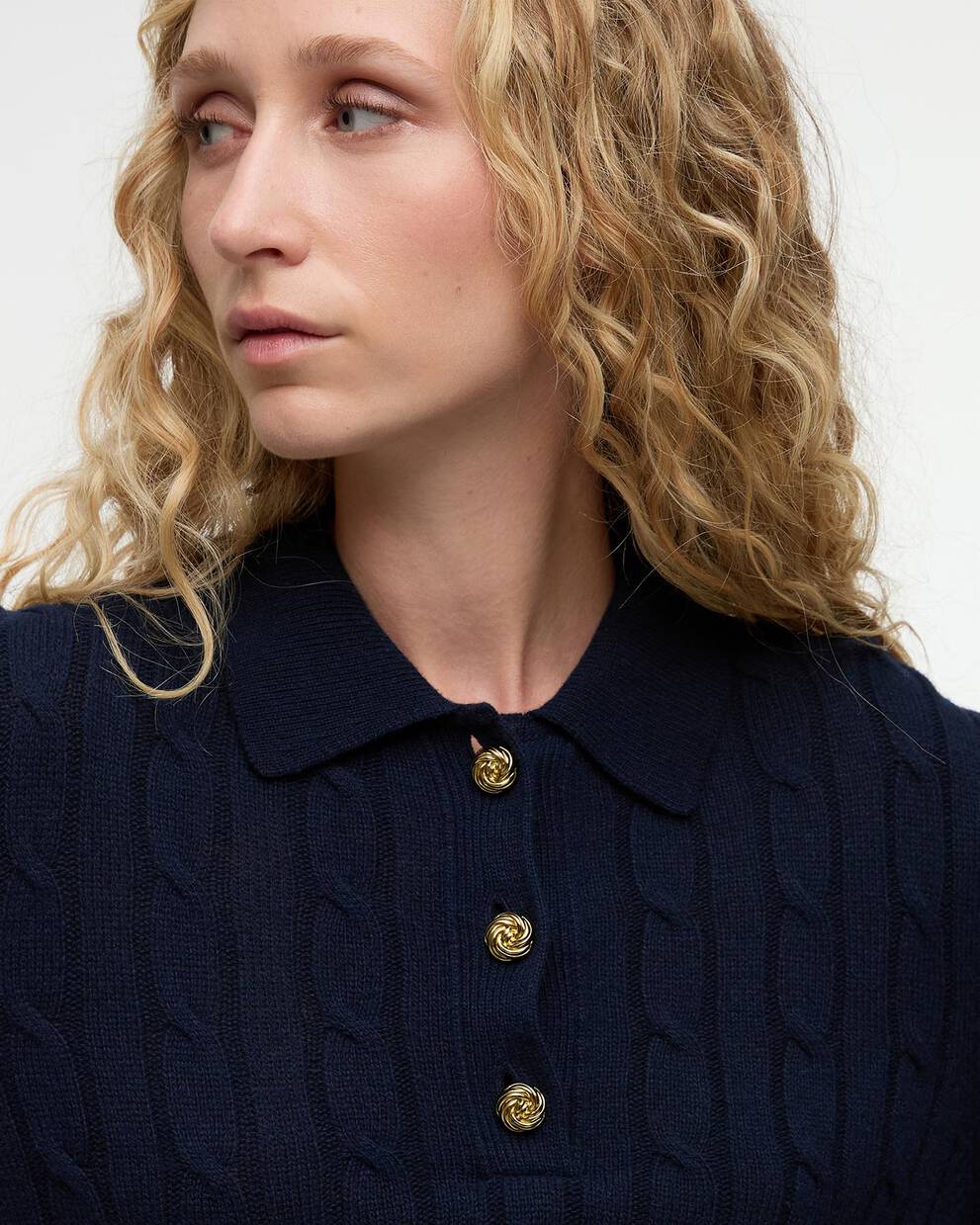 Evie Collared Cable-Knit Jumper