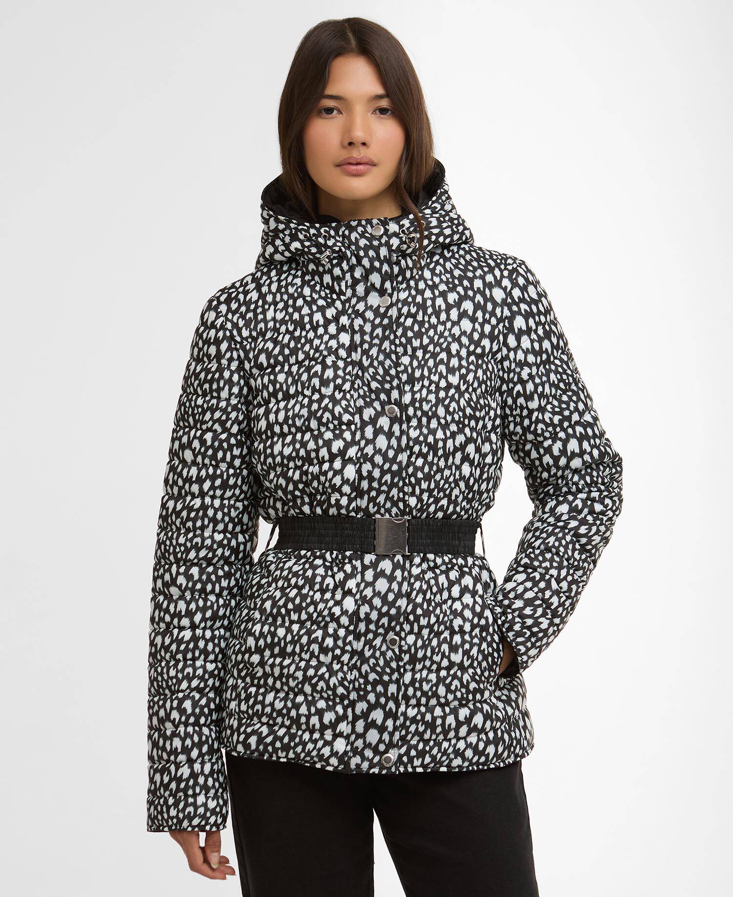 Printed Jada Puffer Jacket Snow Leopard Print image number 0