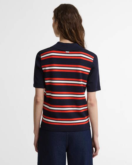 Polo in maglia a righe Launton Navy Stripe