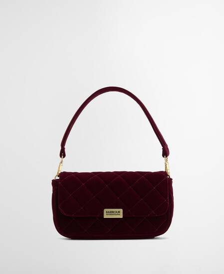 Mini borsa a tracolla trapuntata Soho Velvet Burgundy
