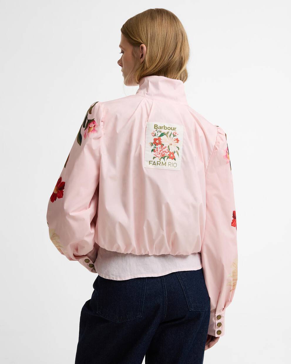 Barbour FARM Rio Madelena Showerproof Jacket Pink Edens Bloom/Cream Flower
