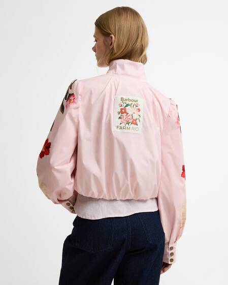 Barbour FARM Rio Madelena Showerproof Jacket Pink Edens Bloom/Cream Flower