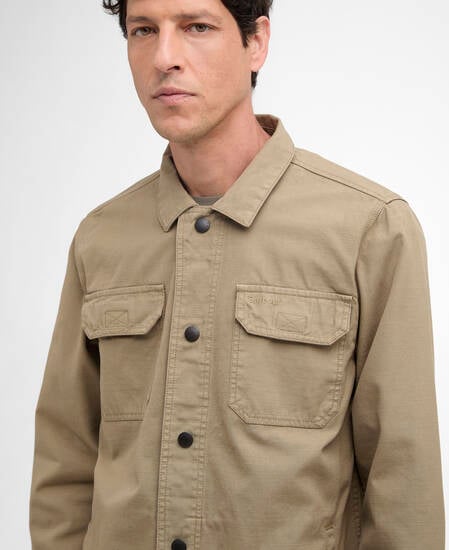 Draftmen Cotton Slub Overshirt Grey Olive