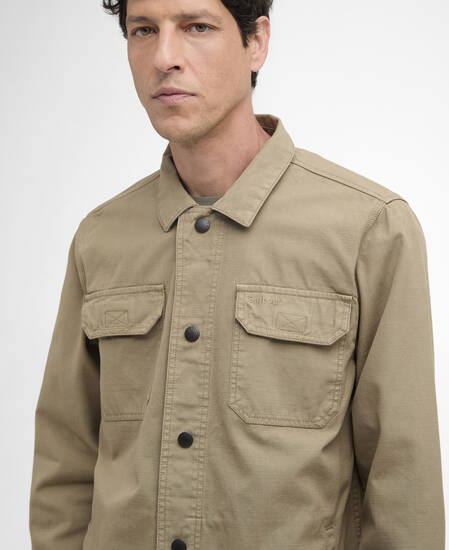 Draftmen Cotton Slub Overshirt Grey Olive