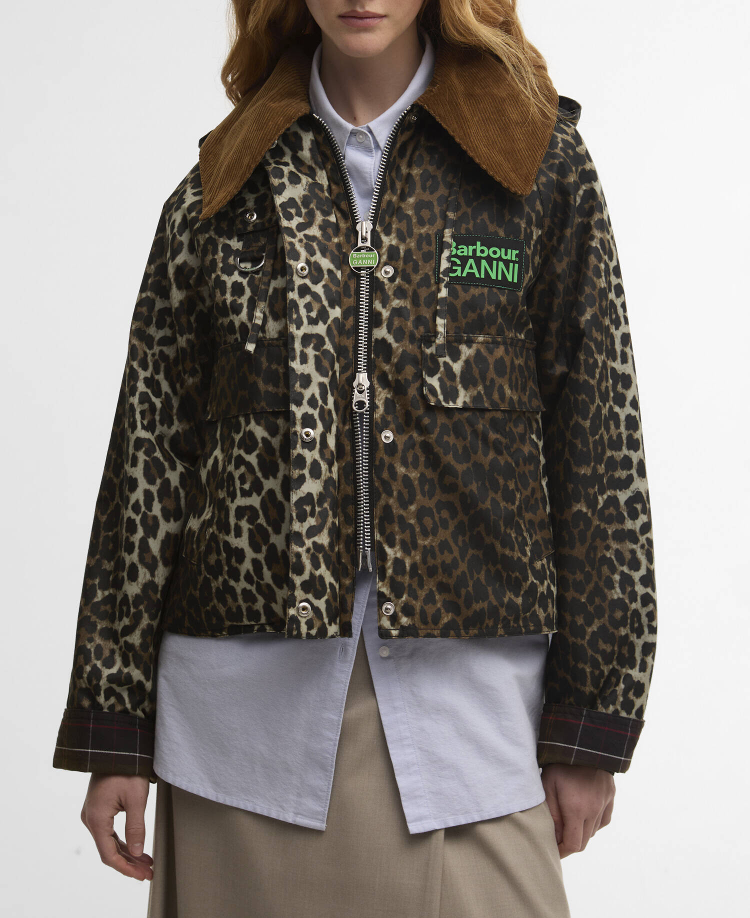 Barbour x GANNI Leopard Print Waxed Anorak Leopard Print/Classic image number 6