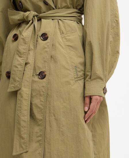 Layla Showerproof Trench Coat Bleached Olive/Dress Navy Tartan