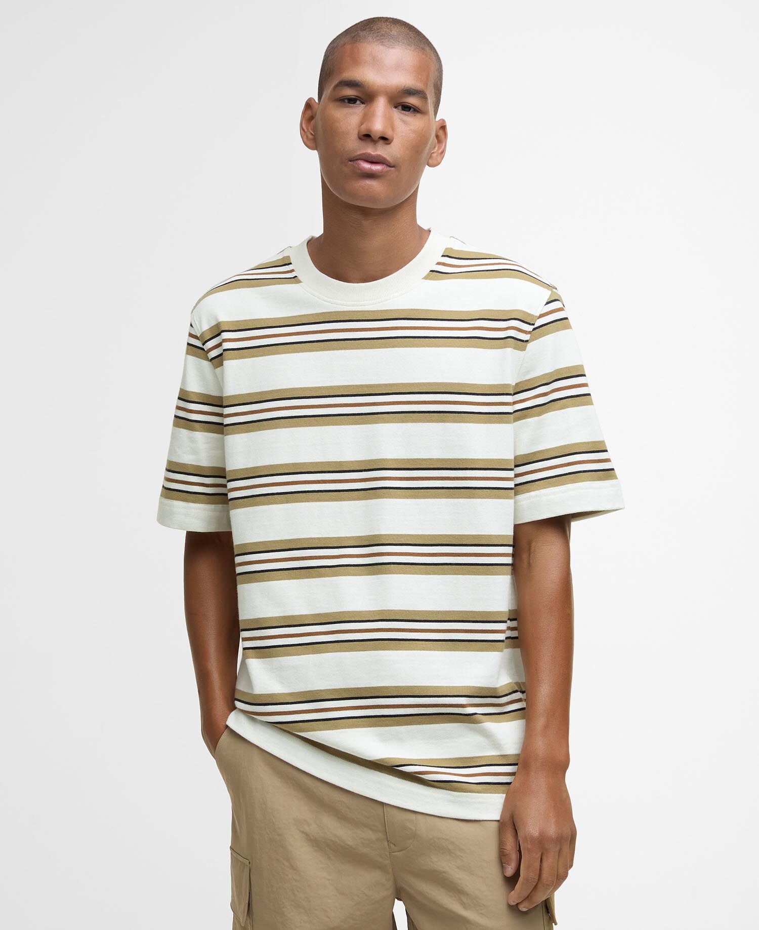 T-shirt a righe Sandwick dalla vestibilit&agrave; comoda Whisper White