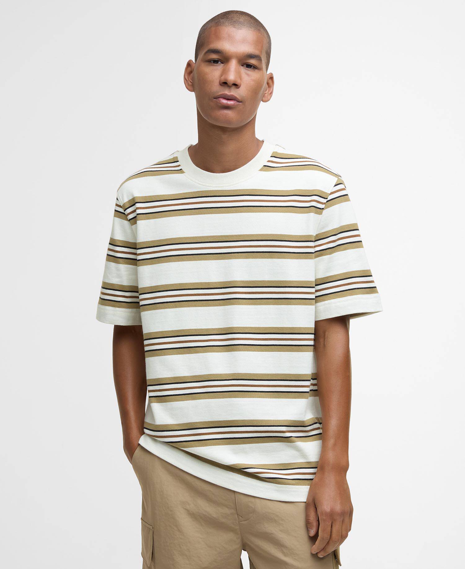 T-shirt a righe Sandwick dalla vestibilit&agrave; comoda Whisper White image number 0