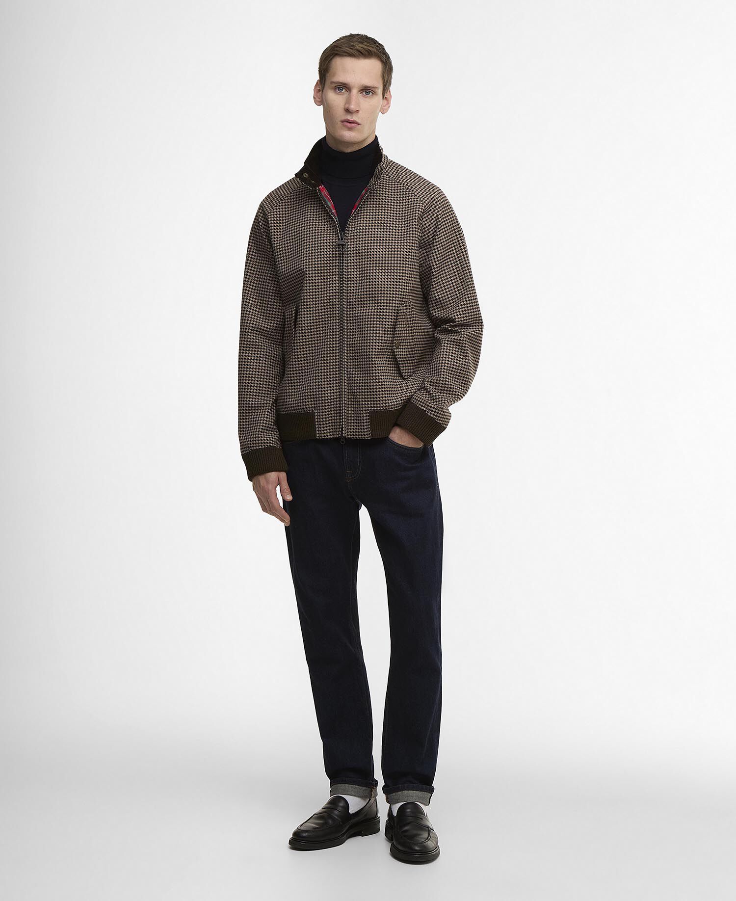 Barbour x Baracuta Porton Showerproof Jacket Brown Houndstooth