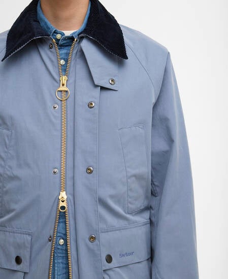 Peached Oversized Bedale Casual Jacket Washed Blue