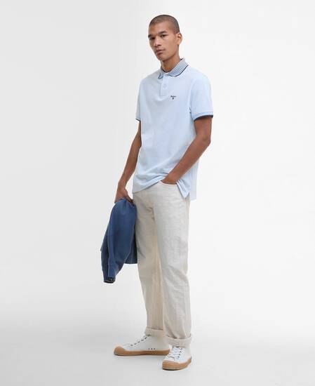 Denwick Short-Sleeved Polo Shirt Bleached Blue Denwick Short-Sleeved Polo Shirt Bleached Blue