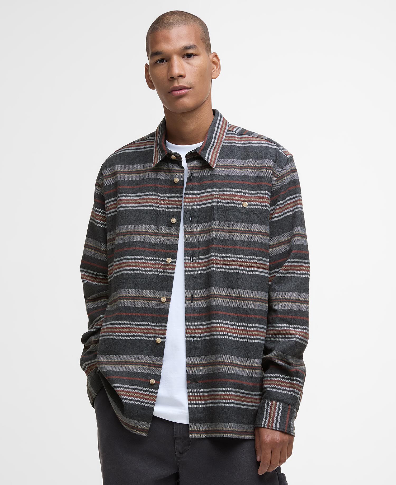 Bowscale Striped Relaxed Shirt Charcoal Marl