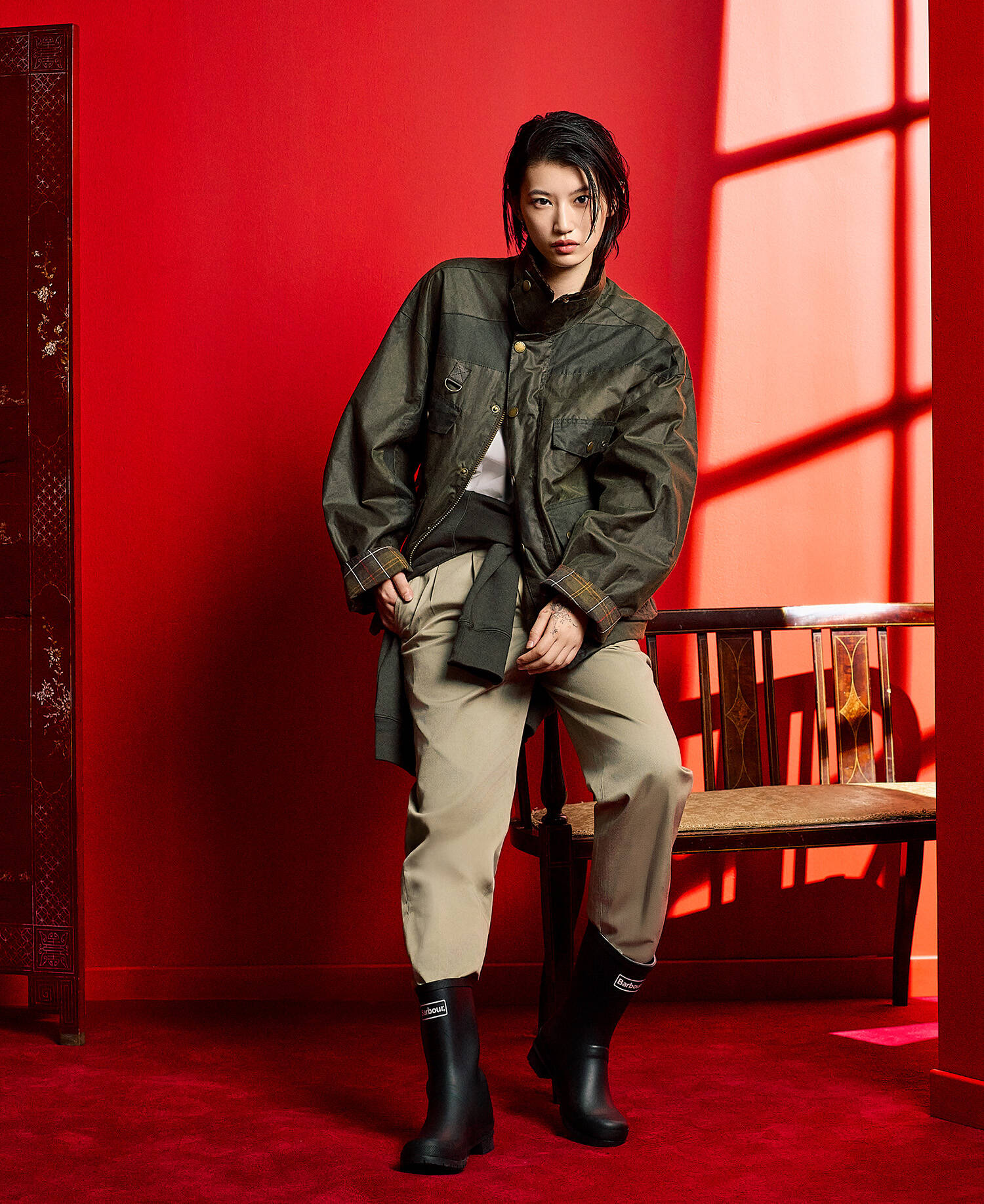 Barbour x Feng Chen Wang Porter Waxed Jacket Archive Olive image number 0