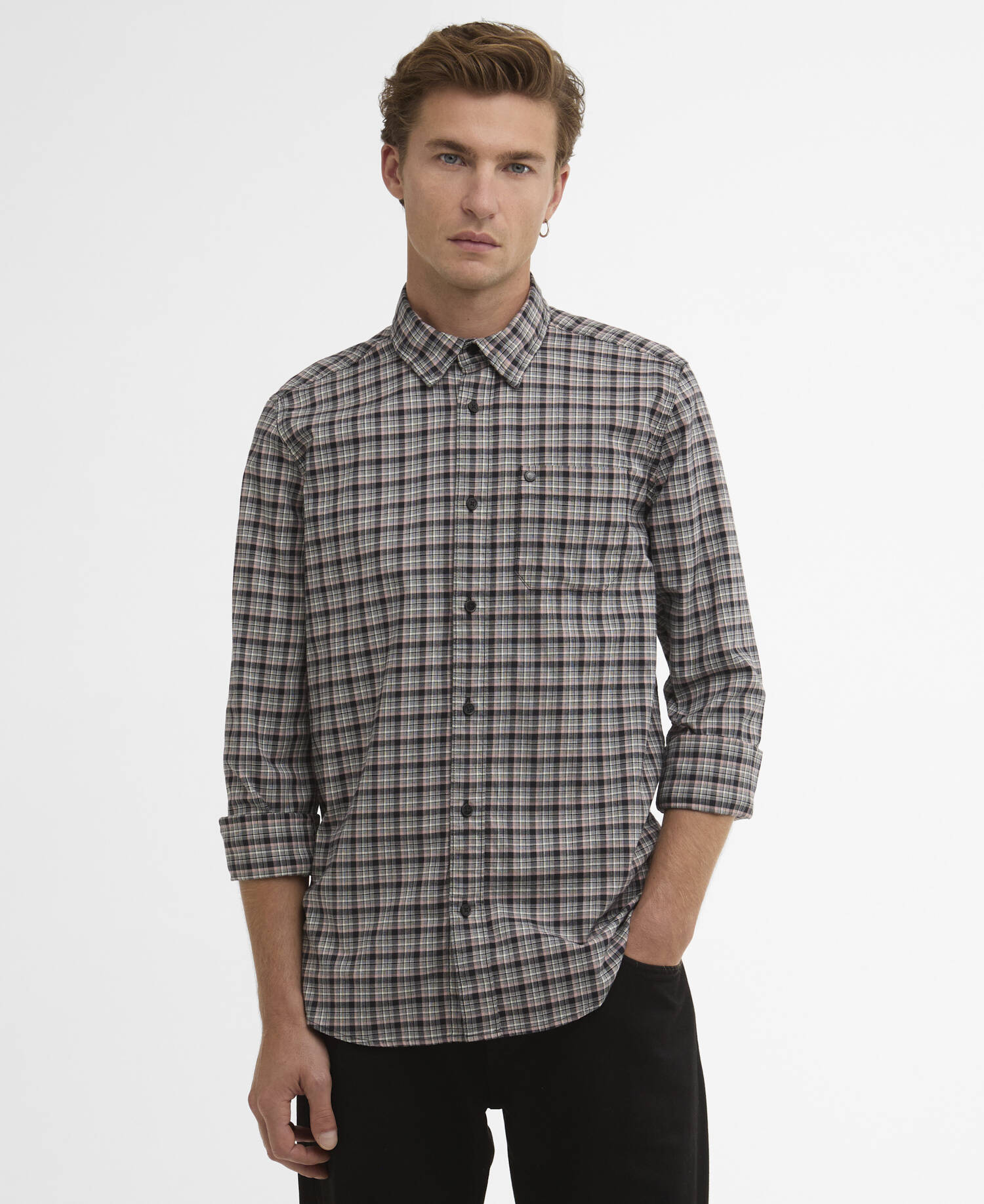 Peregrine Check Long-Sleeved Shirt Woodrose image number 0