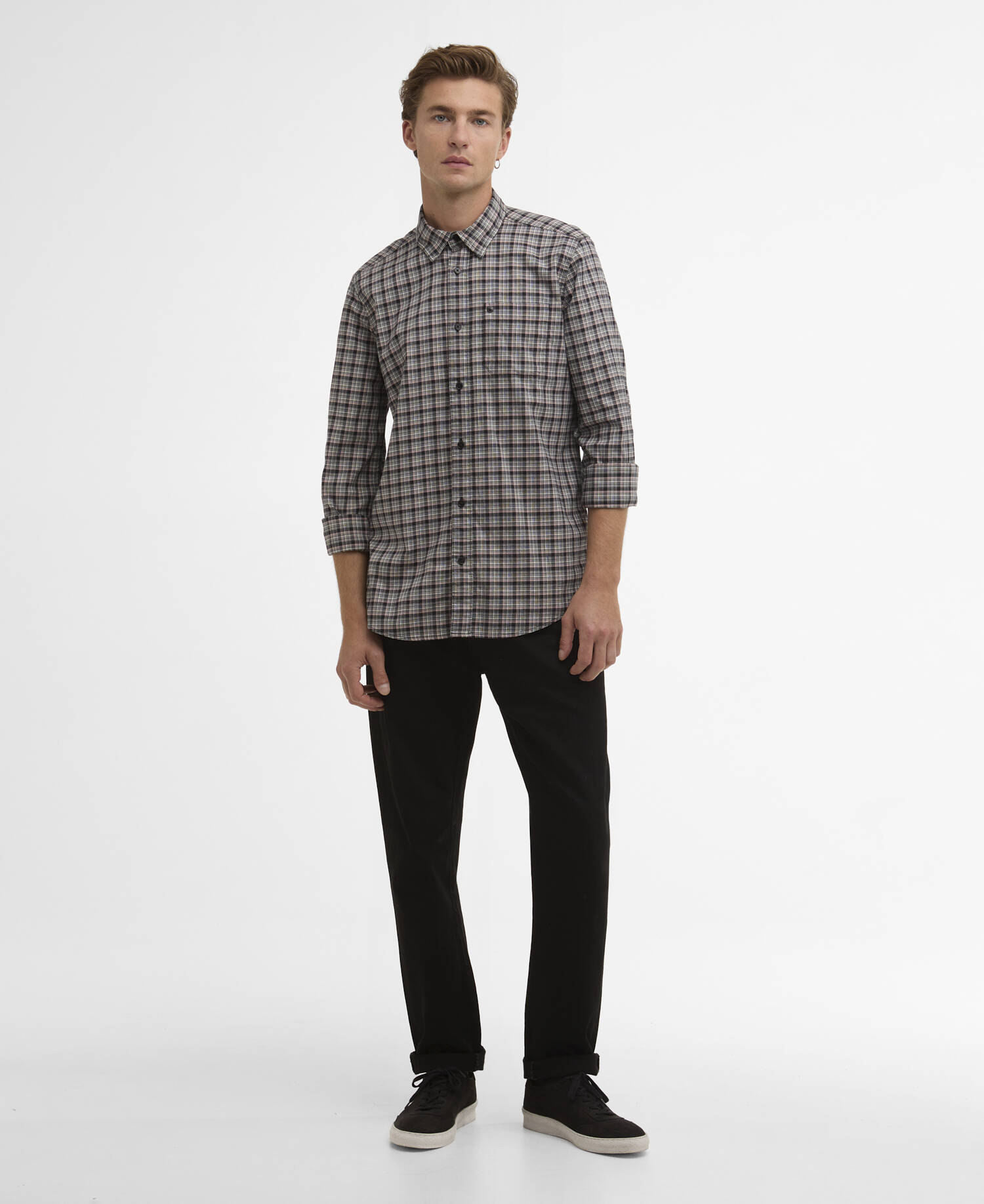 Peregrine Check Long-Sleeved Shirt Woodrose image number 1