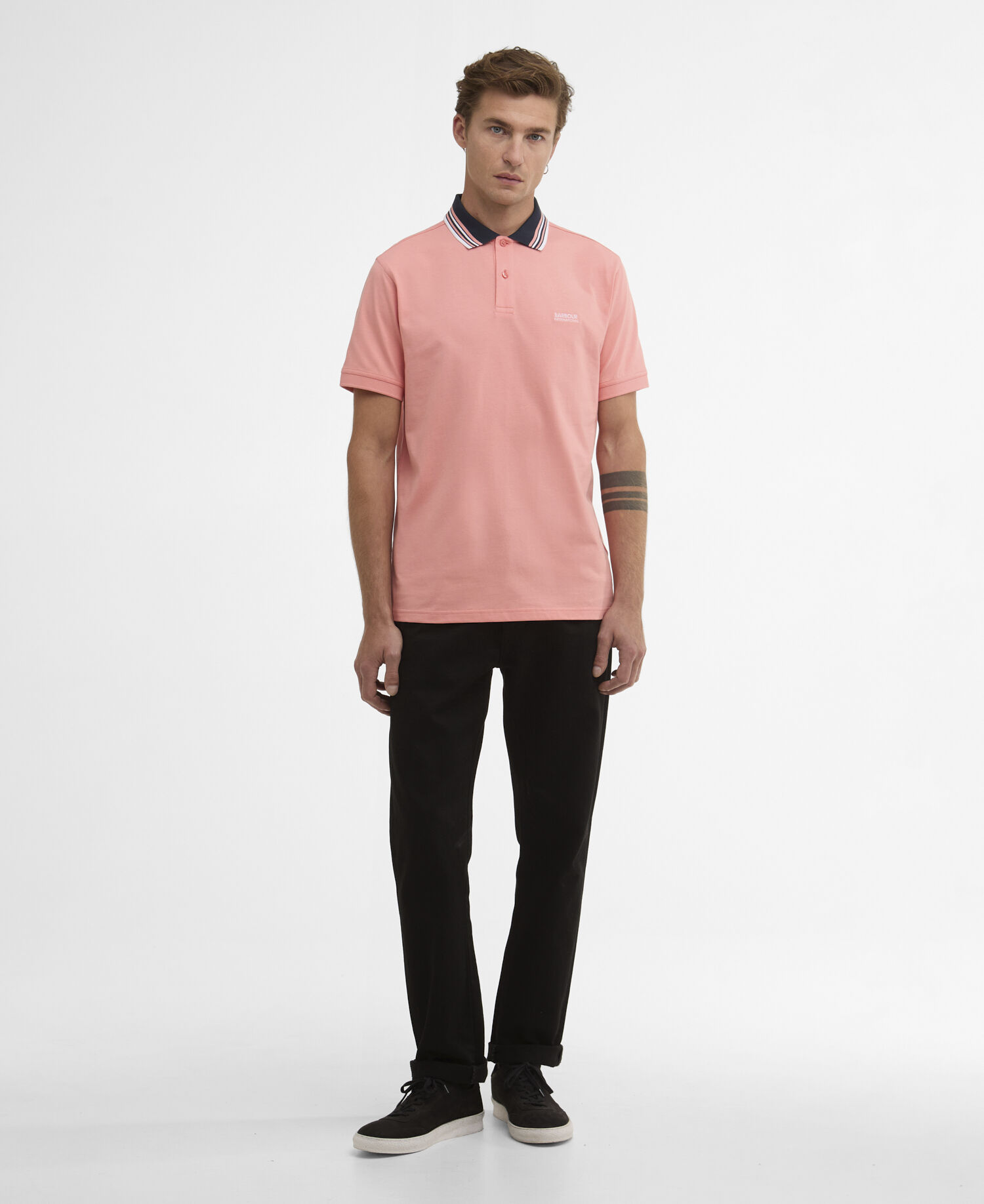 Polo Burnwood con bordature a contrasto Burnt Coral