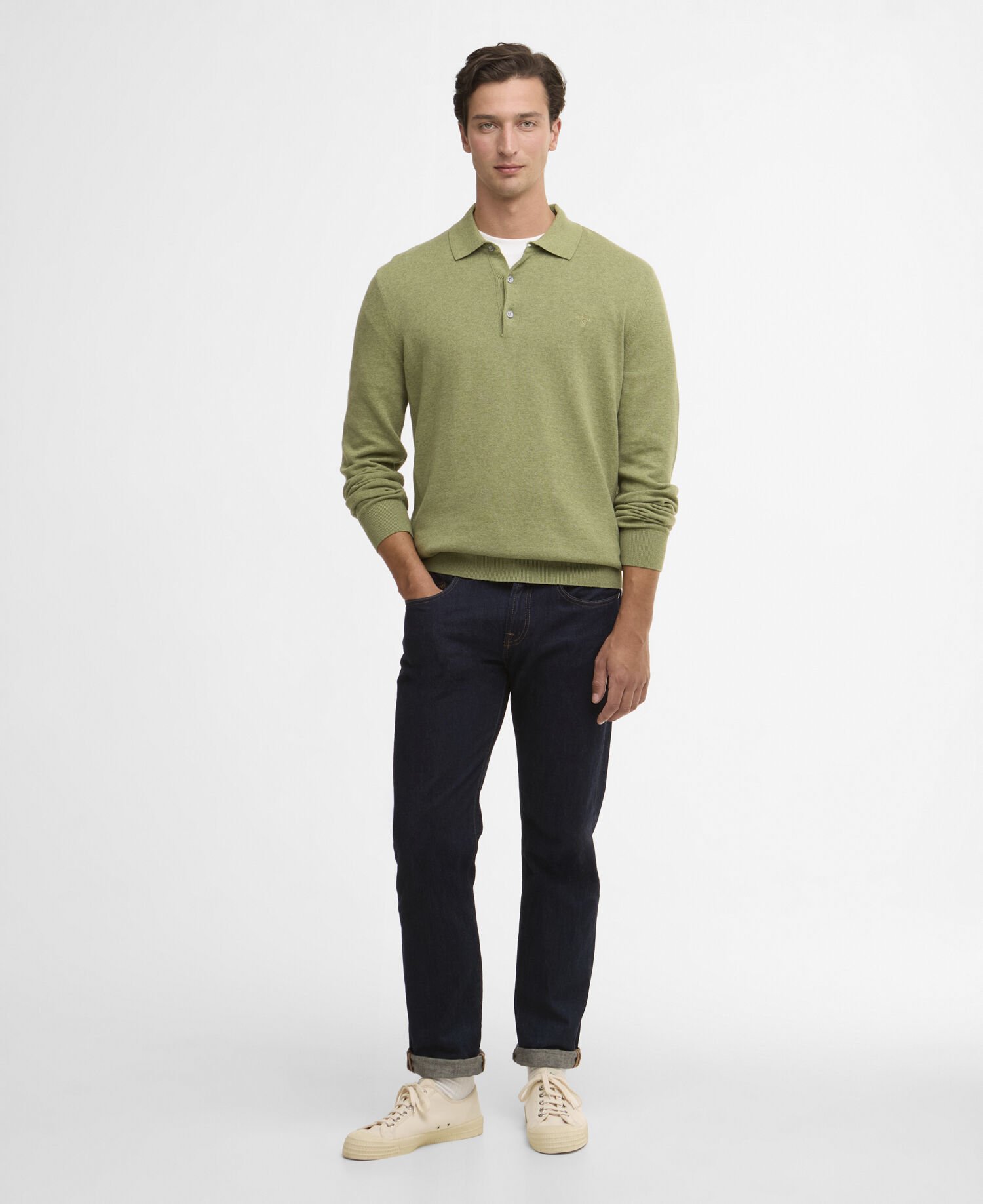 Pima Cotton Knitted Polo Shirt Laurel Green