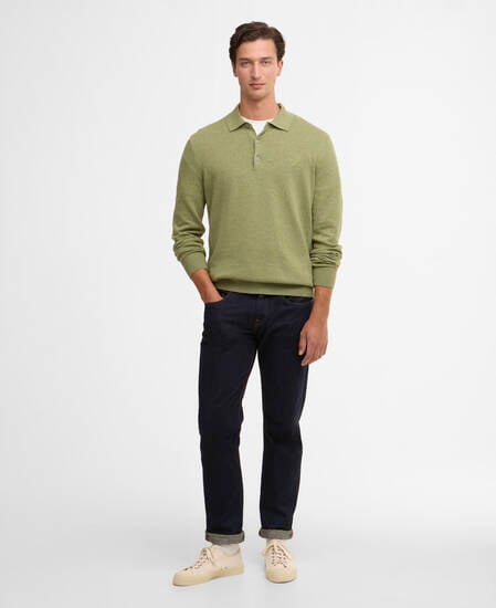 Pima Cotton Knitted Polo Shirt Laurel Green