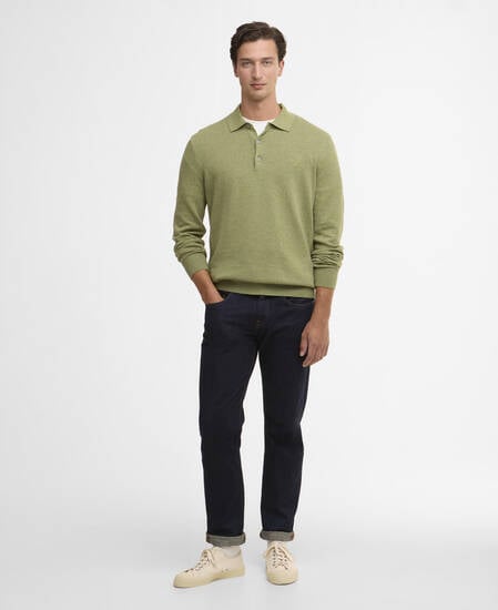 Pima Cotton Knitted Polo Shirt Laurel Green