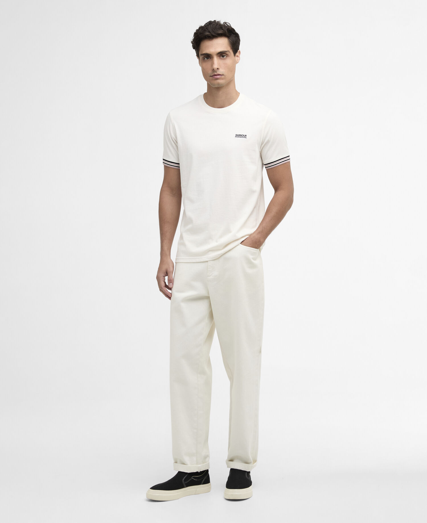 T-Shirt Burnwood Tipped Cuff Whisper White