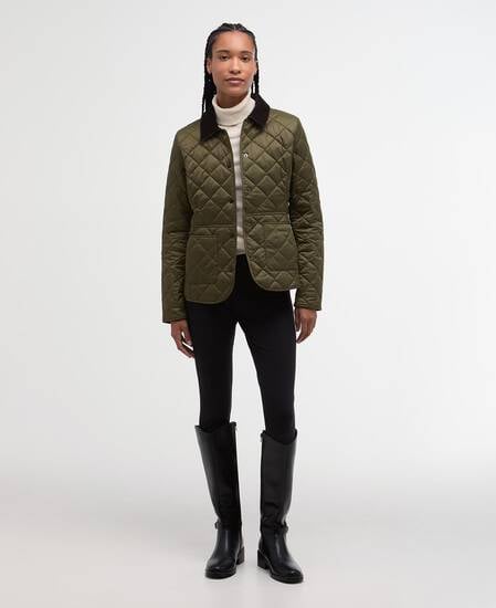 Deveron Quilted Jacket Olive-Pale Pink