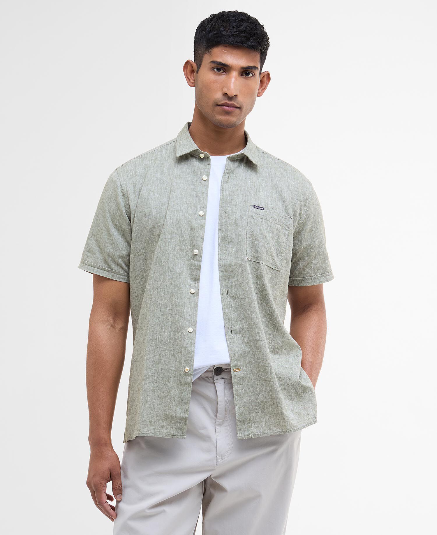 Nelson Regular Short-Sleeved Shirt Bleached Olive
