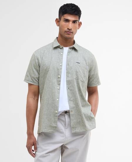 Nelson Regular Short-Sleeved Shirt Bleached Olive
