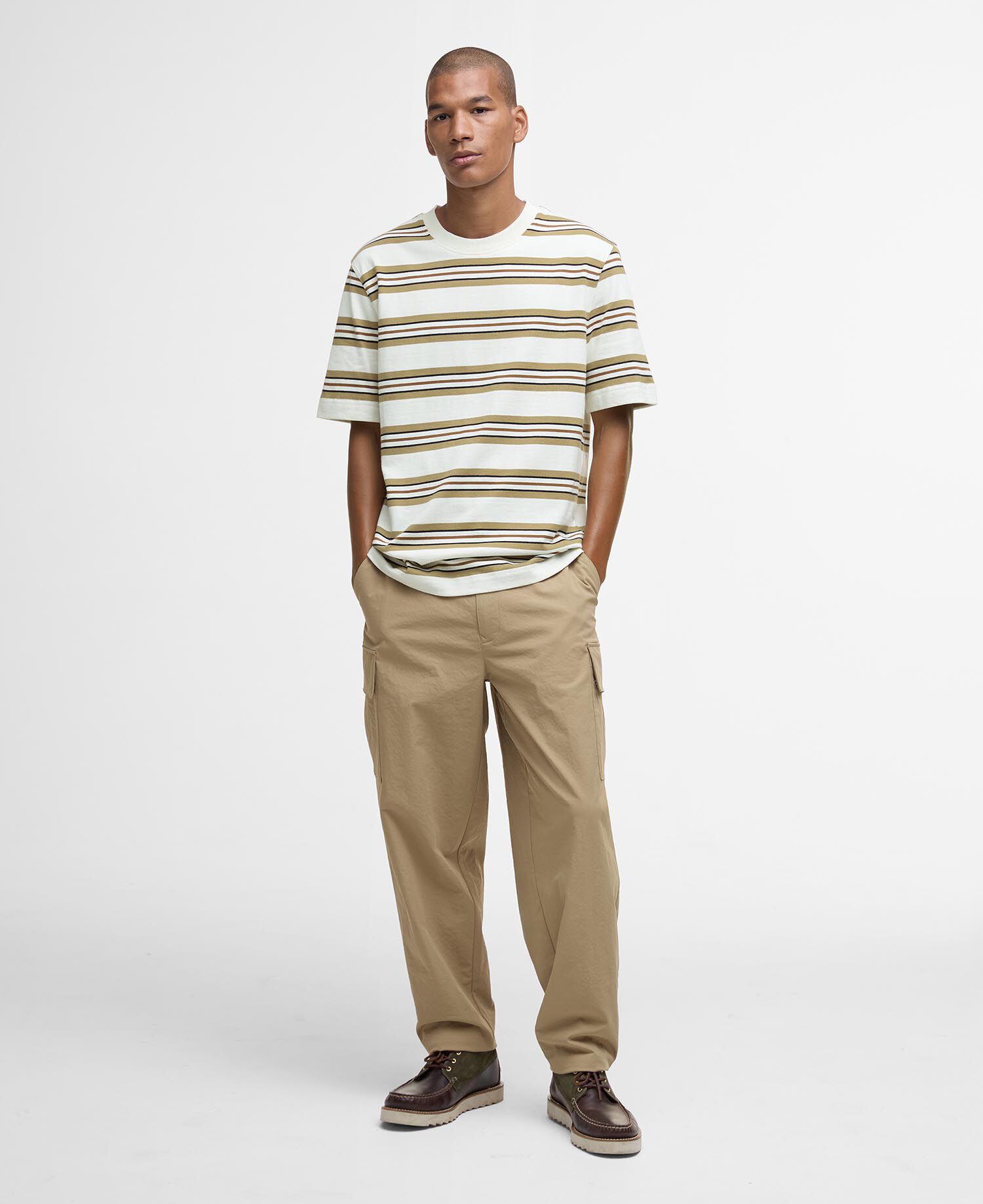 T-shirt a righe Sandwick dalla vestibilit&agrave; comoda Whisper White