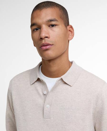 Hutherston Knitted Polo Shirt Mist Marl