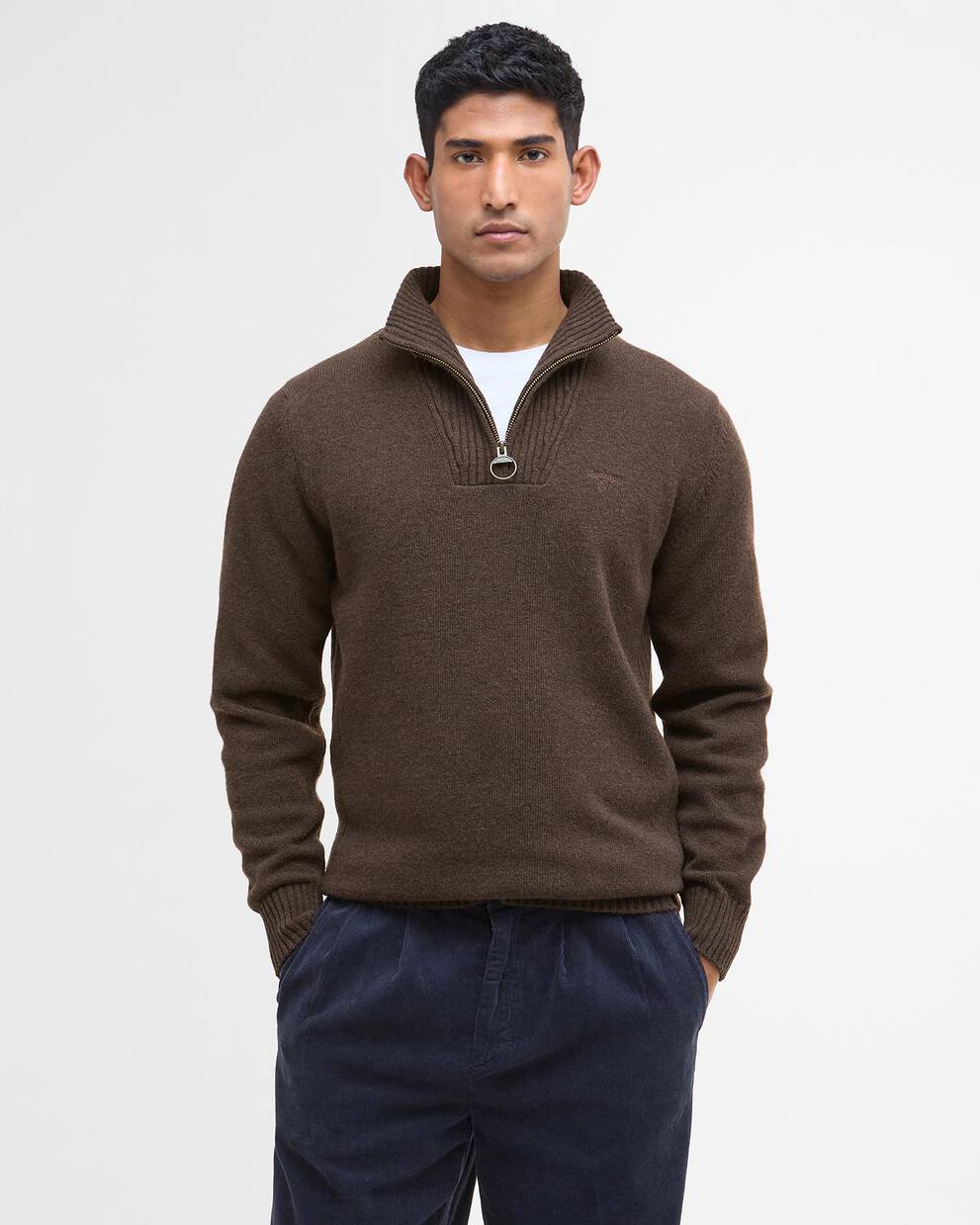 Maglione con mezza zip in lana d'agnello Essential