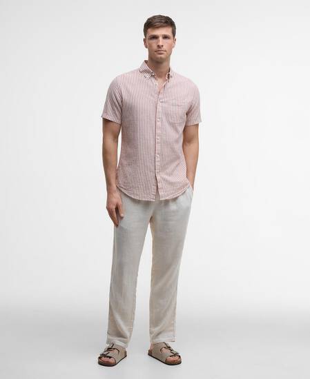 Fulbrook Tailored Short-Sleeved Striped Shirt Earth Pink Fulbrook Tailored Short-Sleeved Striped Shirt Earth Pink