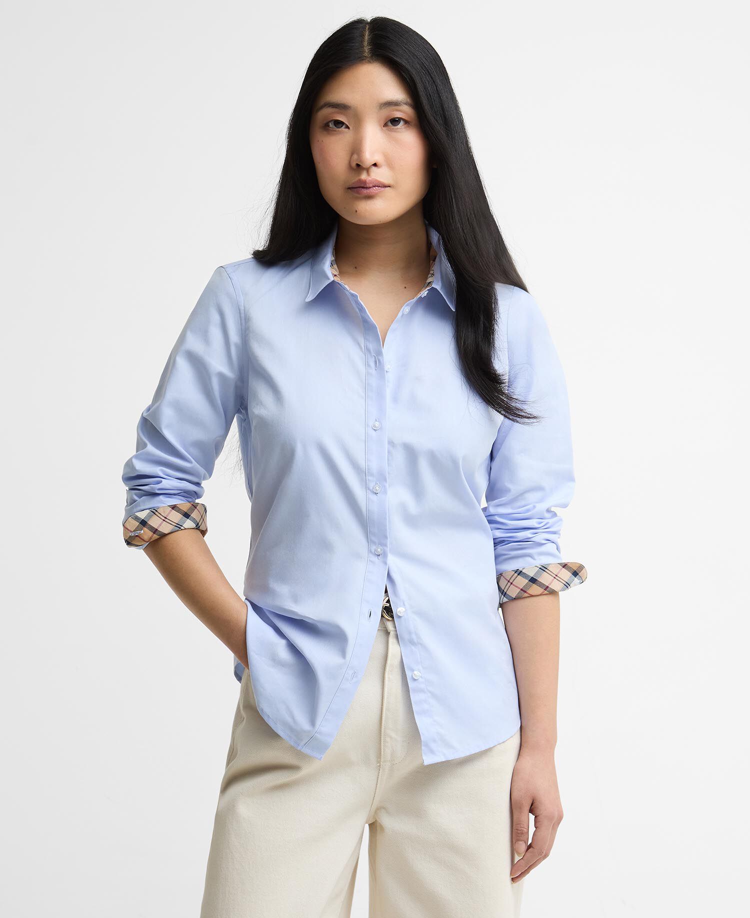 Derwent Regular Long-Sleeved Shirt Pale Blue-Hessian Tartan