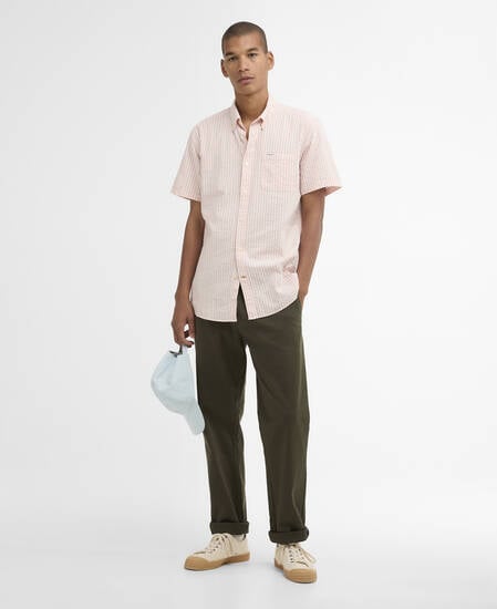 Camicia Cresswell a maniche corte in seersucker dalla vestibilit&agrave; regular Mineral Pink