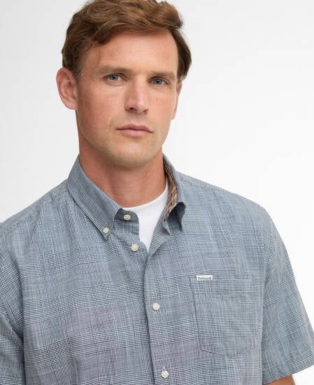 Fleming Linen Blend Regular Short-Sleeved Shirt Navy