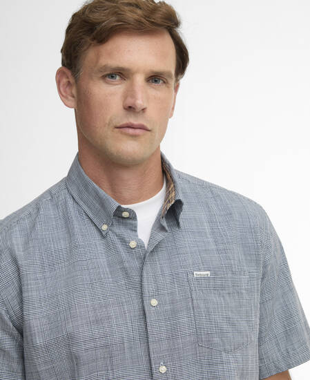 Fleming Linen Blend Regular Short-Sleeved Shirt Navy