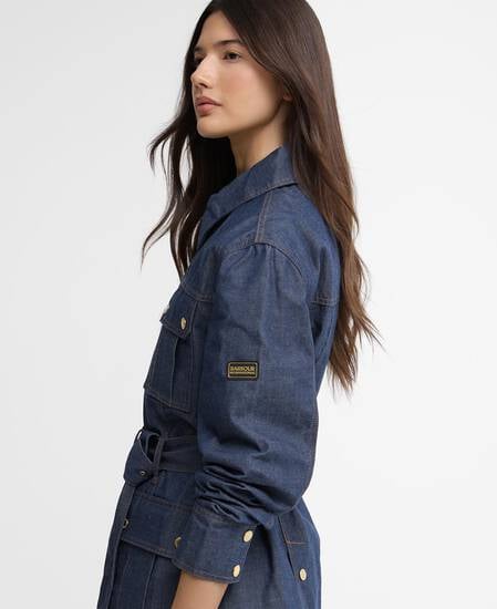 International Belted Denim Jacket Dark Blue Wash