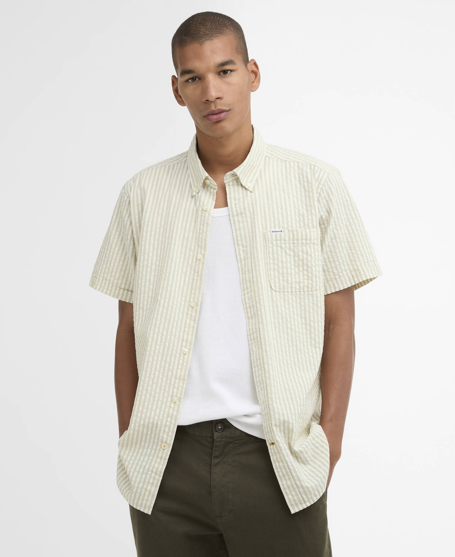 Cresswell Seersucker Regular Short-Sleeved Shirt Sea Green image number 0