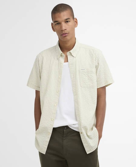 Cresswell Seersucker Regular Short-Sleeved Shirt Sea Green