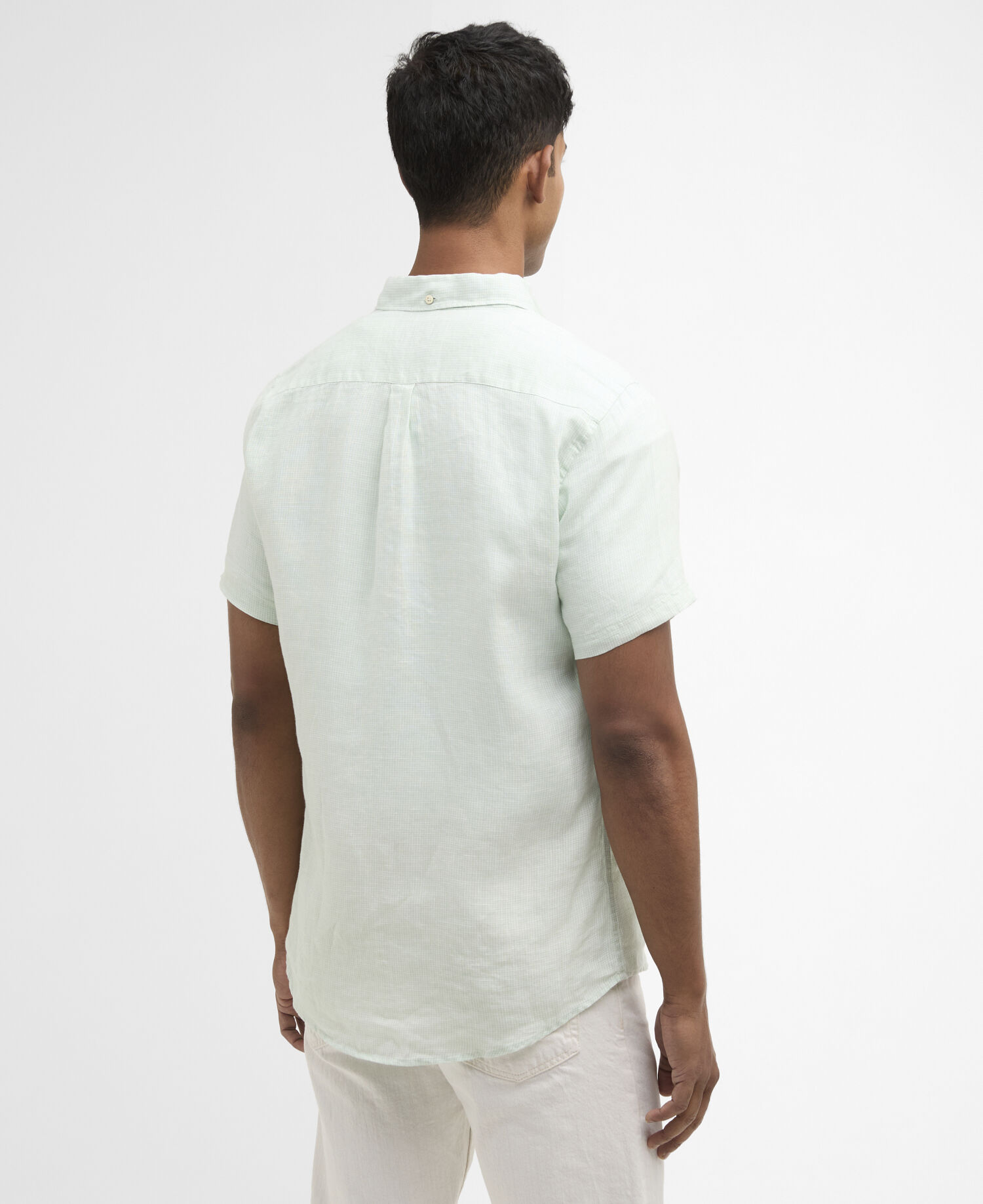 Linton Linen Short-Sleeved Tailored Shirt Mint Blue